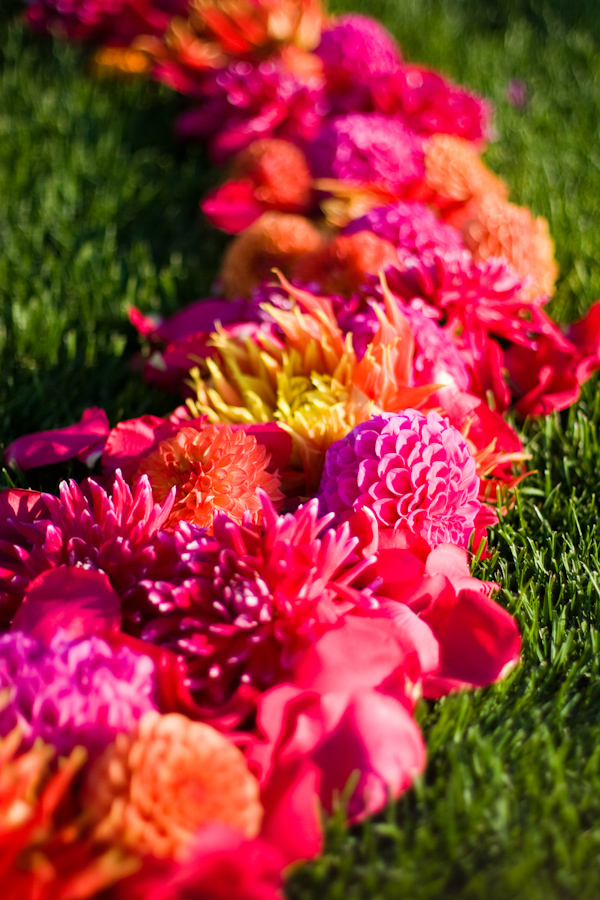 bright and bold wedding flowers - real wedding photo by Seattle photographer Stephanie Cristalli 
